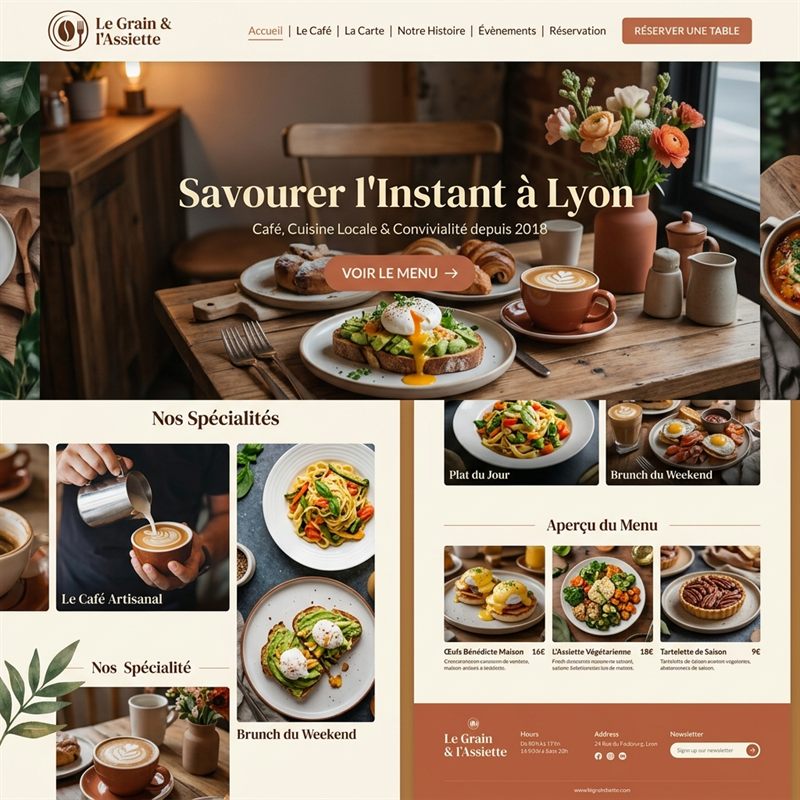 Concept de site web pour un café et restaurant local