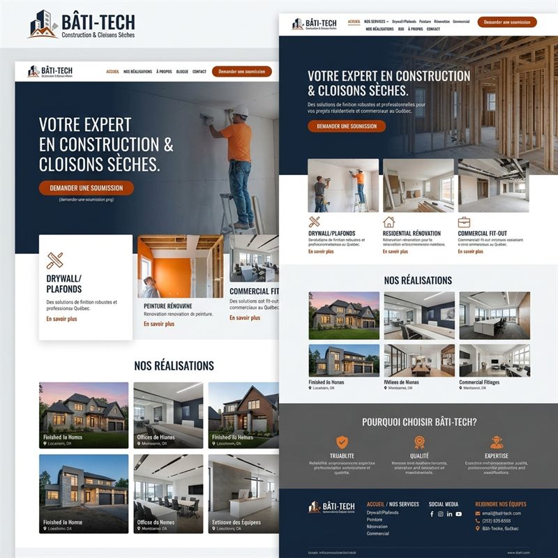 Concept de site web pour une entreprise de construction et de cloisons sèches