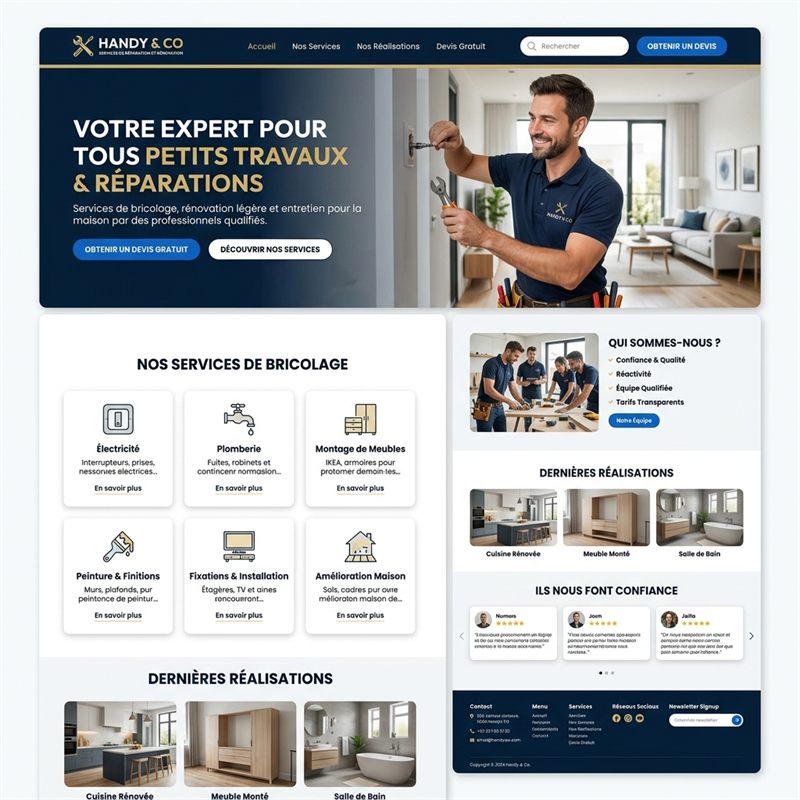 Concept de site web pour un handyman et des petits travaux de rénovation