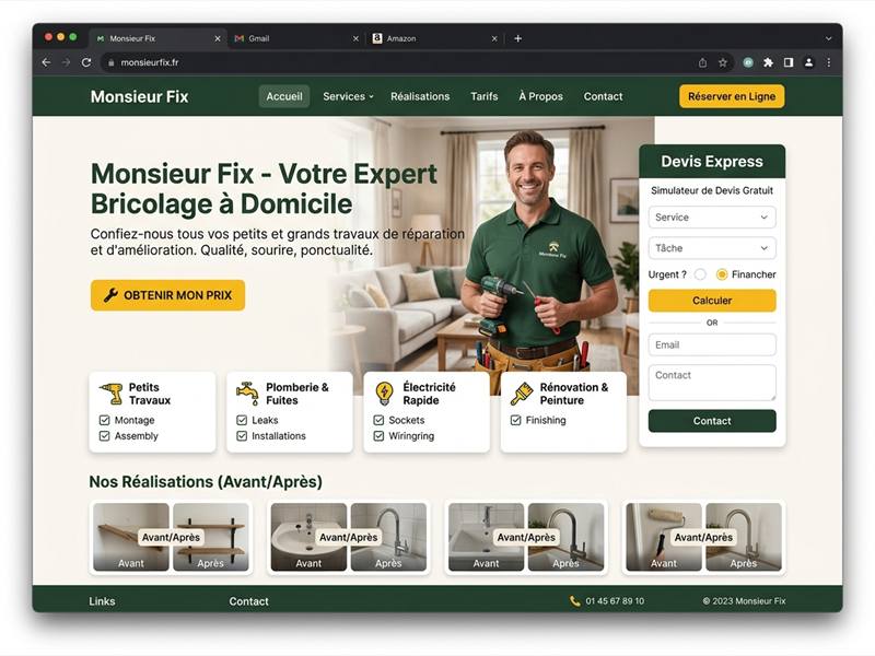 Concept de site web pour un homme à tout faire