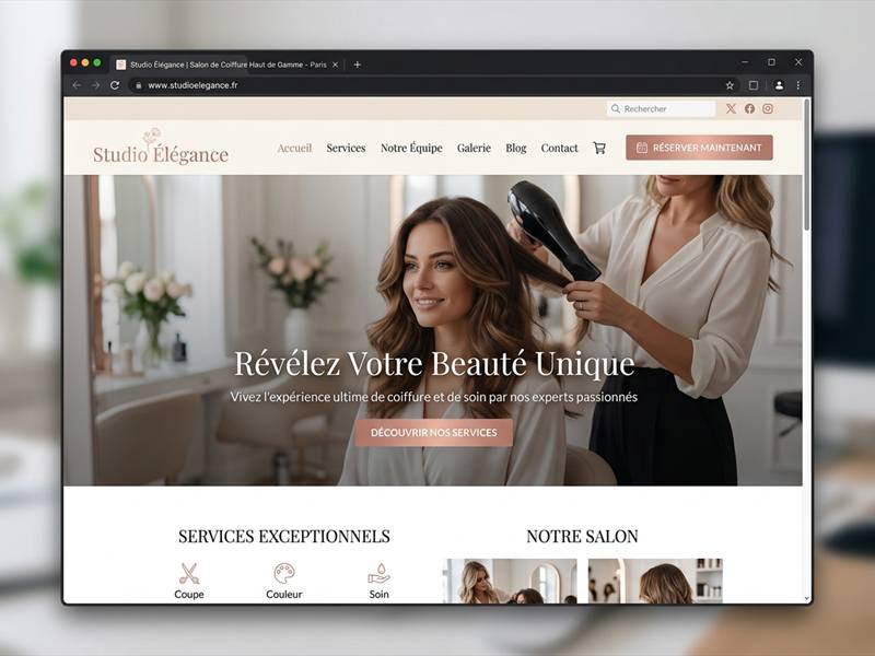 Concept de site web pour un salon de coiffure