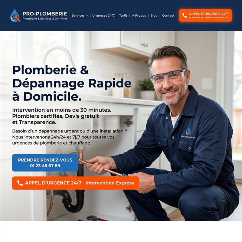 Concept de site web pour une entreprise de plomberie et de services à domicile